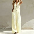 thumbnail image 6 of Ksrymi Lounge Sets for Women Casual Striped Sleeveless Jumpsuit – Loose Fit V-Neck Button Down Wide Leg Romper with Pockets, Summer Outfit for Beach Two Piece Sets for Women, 6 of 7
