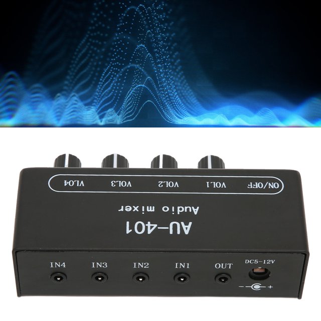 Mezclador estéreo de 35 mm control de agudos y graves carcasa metálica estable mezclador de salida 4 en 1 para PC para amplificador
