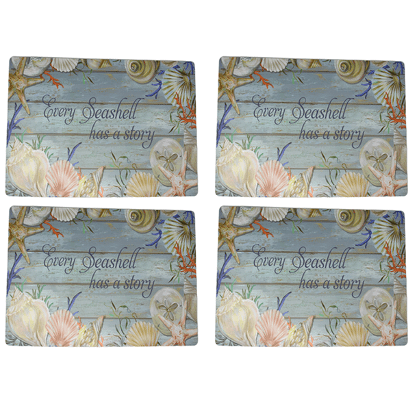 Northeast Home Goods Foam Backed Vinyl Placemats Summer Theme, Set of 4