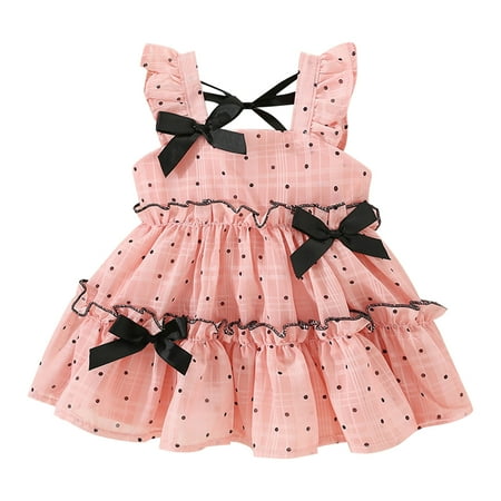 

Teal Toddler Dress Toddler Girls Sleeveless Bowknot Dot Prints Ruffles Princess Dress Dance Party Dresses Clothes Girls Dark Dress Size 12