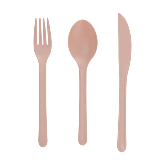 Mainstays Blush Pink Recycled Plastic 3-Piece Flatware Set