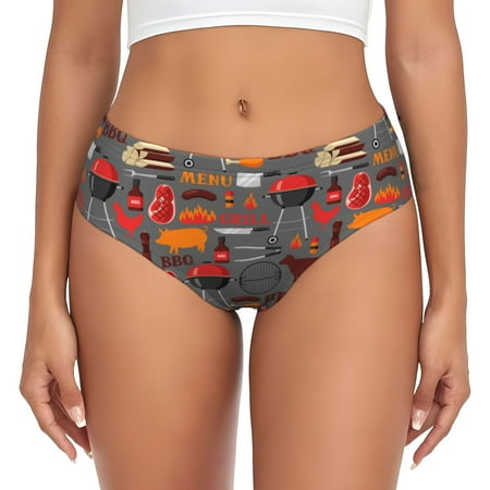 Womens Underwear - BBQ Icons No Show Seamless Underwear for Women  Soft Stretch Womens Panties  Hipster Ladies Panties Bikini Underwear Briefs