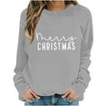 thumbnail image 4 of Sweatshirts for Women Crewneck Long Sleeve Loose Fit Tops Color Block Ribbed Trim Fashion 2025 Gray XL, 4 of 6