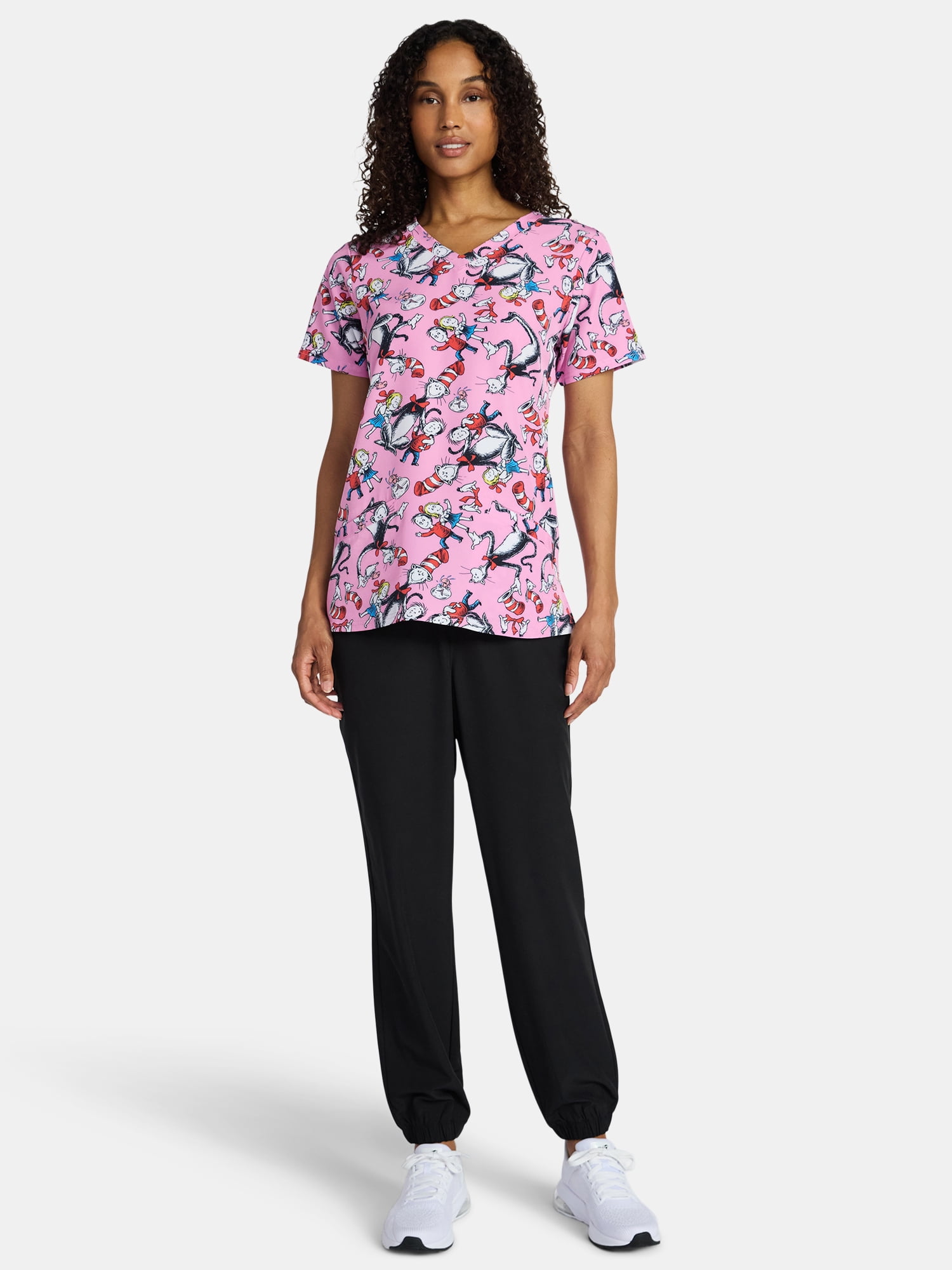 Dr. Seuss Cat in the Hat Women's Graphic Scrub Top, Sizes S-3XL