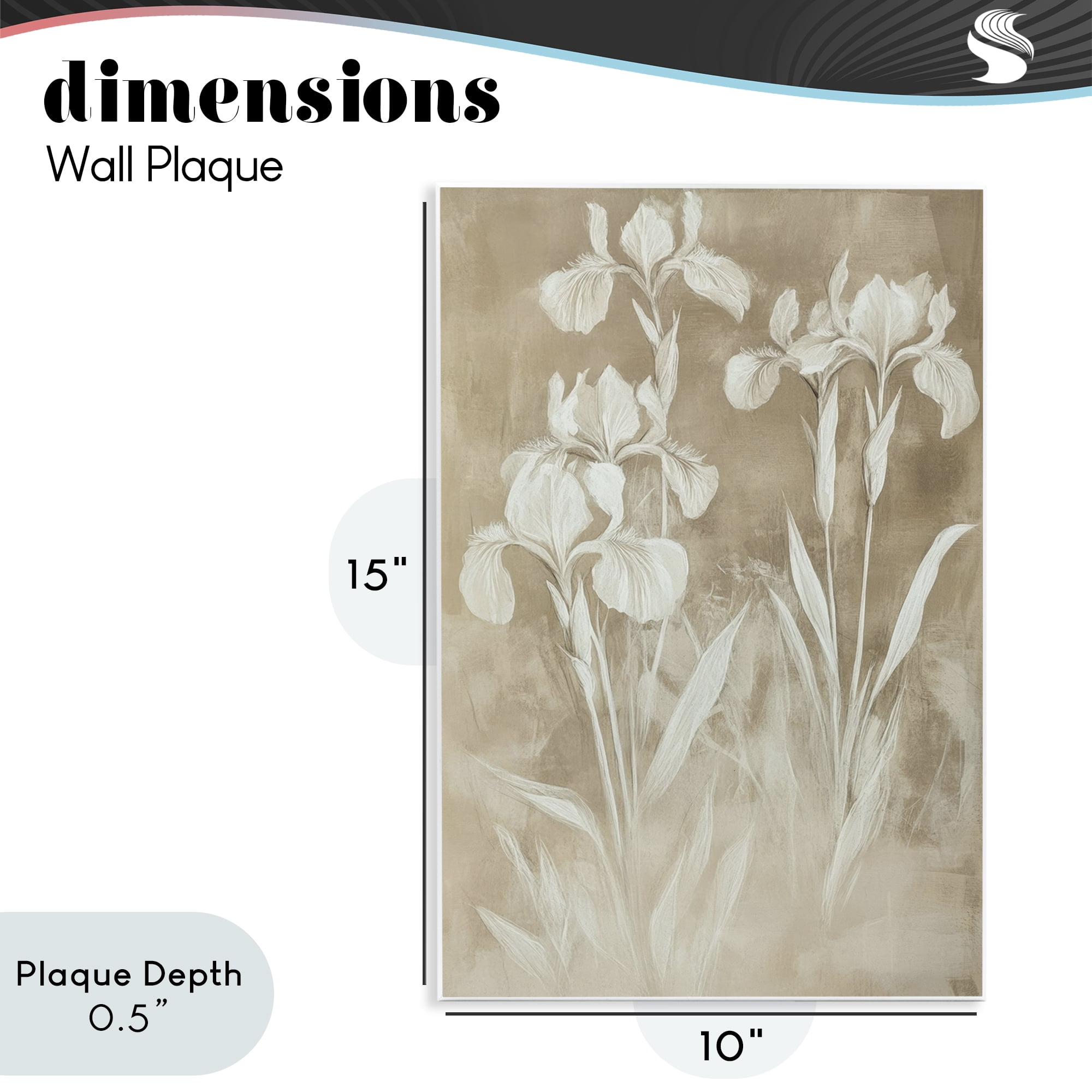 Stupell Industries Neutral Iris Botanical Study Wall Plaque Art, design by Petal Prints Design