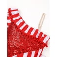 thumbnail image 6 of YONGHS Womens One Shoulder Candy Cane Striped Jumpsuit Christmas Bodysuits Gymnastics Leotard Red S, 6 of 7