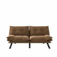 thumbnail image 6 of Futon Sofa Bed with Multiple Angle Adjustable Armrest and Backrest, Convertible Folding 800 lbs Capacity Couch, Guest Bed for Multipurpose Guest Room or Home Office, Brown, 6 of 9