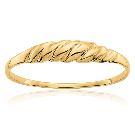 10K Solid Yellow Gold Ridged Chunky Dome Statement Ring