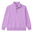 thumbnail image 4 of Weikingp Sweatshirts for Women Plain Oversized Sweatshirt Women'S Snap Button Pullover Tops Casual Long Sleeve Stand Neck Lightweight Sweatshirt Jumpers for Women Casual Henley Shirt Purple 3XL, 4 of 5