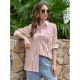 thumbnail image 3 of Scacto Women's Striped Button Down Shirts Casual Long Sleeve Stylish V Neck Blouses Tops with Pockets, 3 of 7