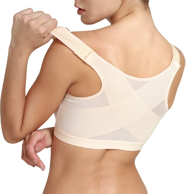QRIC Women's Comfort Front Close Sport Bra With Mesh Straps Post-surgical  Back Support Bra