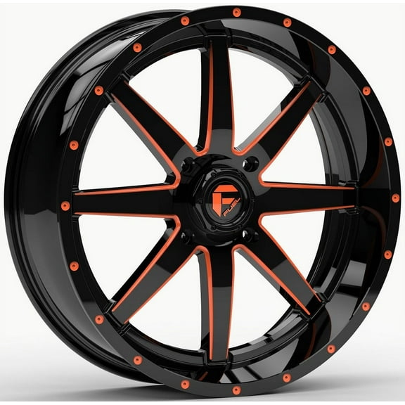 Fuel Maverick 18x7 ATV/UTV Wheel - Gloss Black/Orange (4/156) 4 3 [D6521870A544]