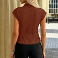 thumbnail image 7 of Women's Solid Color Crew Neck Short Sleeve Front Ruched Top, 7 of 7