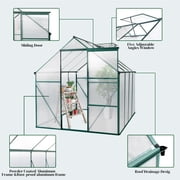 GoDecor Garden 6x8ft Hybrid Polycarbonate Greenhouse for Garden, Outdoor Green