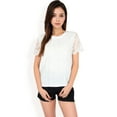 thumbnail image 4 of Women's Lace Eyelet Top with Scalloped Short Sleeves and Embroidered Details- White,Medium, 4 of 7