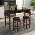 thumbnail image 2 of Canddidliike 3-Piece Home Bar Set with 2 Upholstered Bar Stools Outlets and USB Ports-Black, High Top Table, Kitchen Bar Height Table and Chairs for Dining Room, 2 of 10