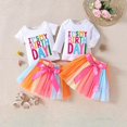 thumbnail image 5 of Fsqjgq Baby Girl Clothes Toddler Girls Birthday Outfits Embroidery Letter T Shirt Tops+Rainbow Tutu Skirt Two Piece Birthday Clothing Sets 18-24 Months, 5 of 9
