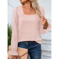 thumbnail image 2 of Women'S Puff Long Sleeve Square Neck Shirts Fall Causal Trendy Tunic Tops Pink XXL, 2 of 6