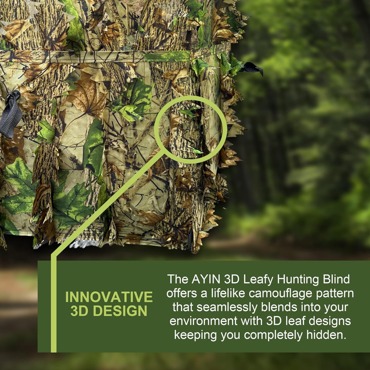 AYIN 3D Leaf Hunting Ground Blind, Portable 3-Panel Stalking Wall