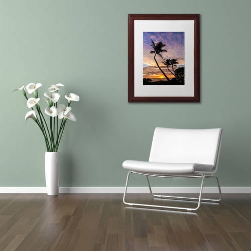 Trademark Fine Art 'Kauai Sunrise' Canvas Art by Pierre Leclerc, White Matte, Wood Frame