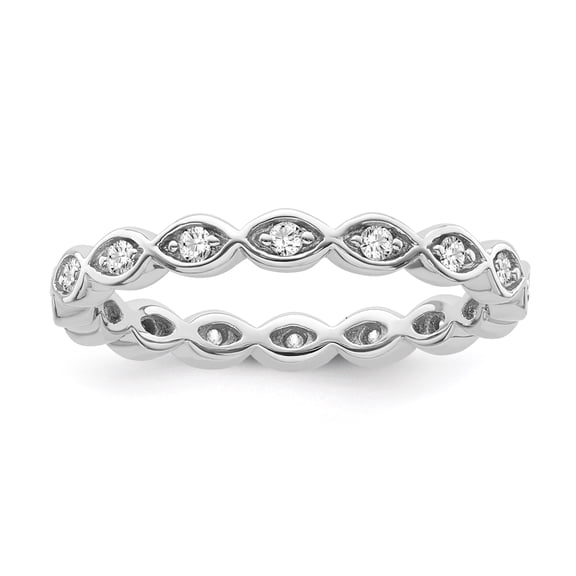 ARAIYA FINE JEWELRY 14K White Gold Diamond Stackable Eternity Band Ring (1/4 cttw, I-J Color, I2-I3 Clarity), Size 7