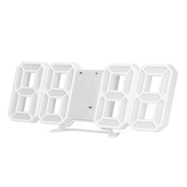 3D LED Digital Clock, 3D Digital Clock Energy Saving Automatic Brightness Adjustment Detachable Base Low Power Consumption For Office For Home For Living Room White Shell Green