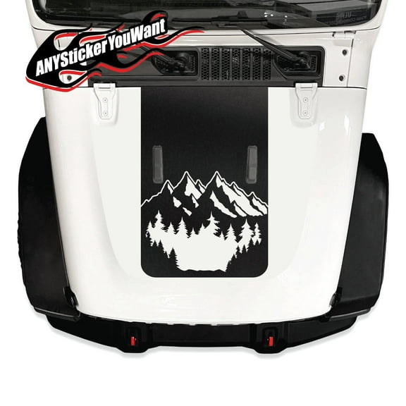 Mountains & Trees Hood Vinyl Decal Compatible with and Fits Jeep Wrangler JL/Fits Jeep Gladiator JT 2018
