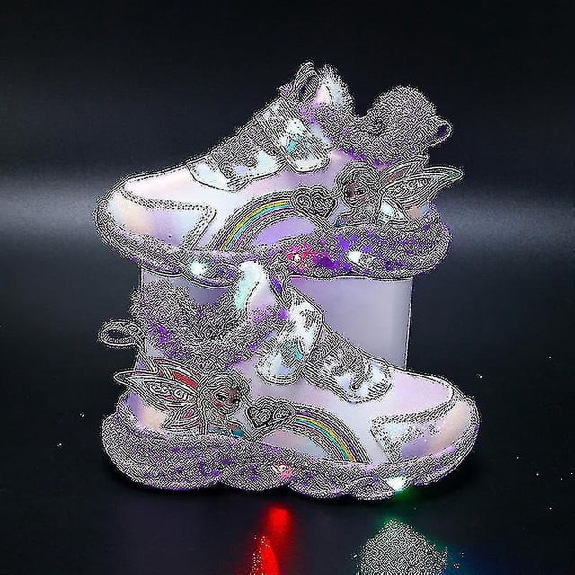 Zapatillas de deporte informales Led para niñas, zapatos de exterior con estampado de princesa Elsa, zapatos antideslizantes iluminados para primavera