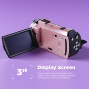 Vivitar PopCam Digital Camcorder, 48MP, Full HD 1080p Video Camera with 3 Flip Screen, 16x Digital Zoom, Built-in Microphone, Compact Vlogging Camera for Beginners, Travel, Family Recording