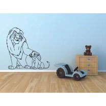 Lion King Mufasa and Simba Lions Character Cartoon Wall Sticker Art Decal for Girls Boys Room Bedroom Nursery Kindergarten House Fun Home Decor Stickers Wall Art Vinyl Decoration Size (40x40 inch)