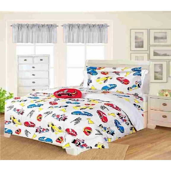 6-PC Twin Complete Bed in Bag Comforter Bedding Décor Red Racing Car