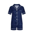 thumbnail image 2 of Pantalons de Pyjama pour Femmes, Hauts à Manches Courtes pour Femmes, Blouse Décontractée pour Enfants Col Rabattu Manches Courtes Mode Ensemble de Pyjama, 2 of 5