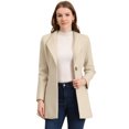 thumbnail image 1 of Abrigo de invierno medio largo informal de negocios abotonado con cuello vuelto para mujer Beige L, 1 of 6