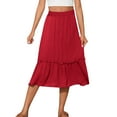thumbnail image 6 of Amvlyk Skirts for Women Solid Color Elastic High Waist Ruffle Boho Skirt with Pockets Summer Tiered Trendy Ankle-Length A-Line Skirt Fashion Flowy Long Skirt for Beach Casual Outwear Vacation, 6 of 9