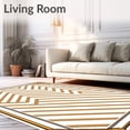 thumbnail image 2 of ODIKA 5'x7' Machine Washable Non-Slip Area Rug, Chevron Zigzag Stripes with Ornamental Border Framework High Traffic Rug with Pad, Brown, 591694, 2 of 8
