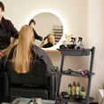 thumbnail image 7 of 3-Tier Walnut Tabletop Salon Rolling Trolley Cart, Stand Tray Rolling Cart with Wheel Storage, 7 of 7