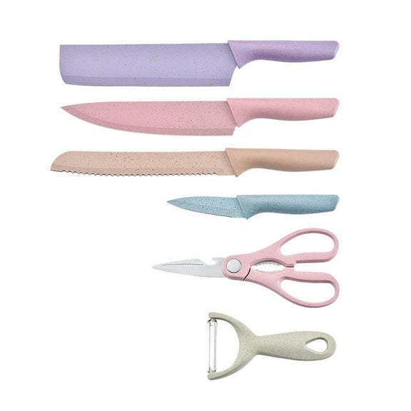 Eco-Friendly 6 Piece Knife Set Made of Colorful Wheat Straw with Gift Box