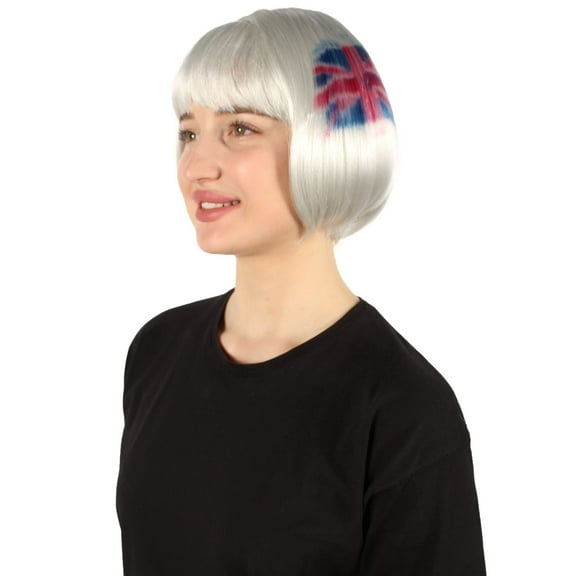 HPO Adult Women’s Flag-themed Short Bob Wig with Bangs for Sporting Events, Multiple Countries Option, Flame-retardant Synthetic Fiber Wig