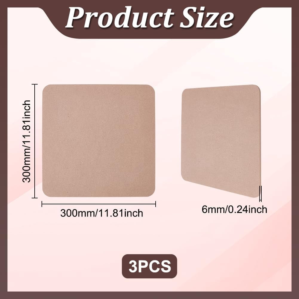 3Pcs 30cm Square Pottery Wheel Bat Ceramic Drying Slab Ceramic Clay Throwing Bats Pottery Bats for Pottery Wheel Portable Clay Wedging Board with Built for Clay Crafts Arts Making DIY