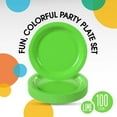 thumbnail image 6 of Exquisite 9" Lime Green Disposable Party Plastic Plates, 100 Count, Heavy Duty 350 GSM Plate, 6 of 7