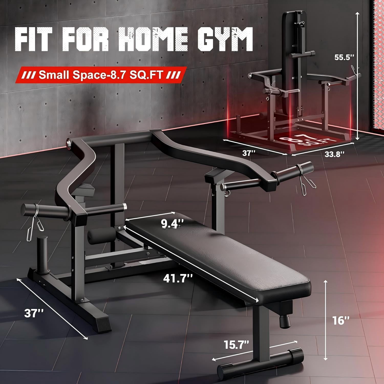 Chest Press Machine, Weight Bench Press Machine with Independent Arms, Adjustable Flat Incline Bench Press for Chest, AB Workout Home Gym Equipment