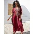 thumbnail image 4 of Edolynsa Womens Embroidered Kaftan Dresses Long Swimsuit Cover up Plus Size Caftan Loungewear Maxi Beachwear Boho Beach Tops, 4 of 10