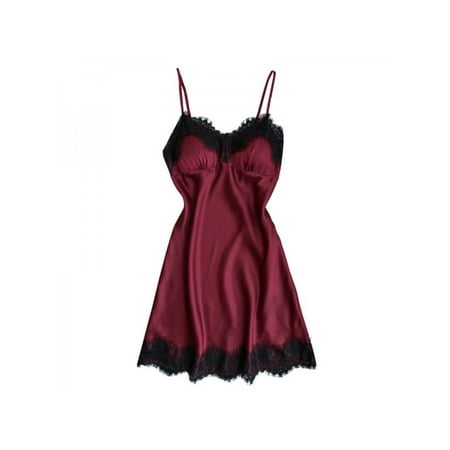 

Sleepwear Sexy Lingerie Nightgown Lace Chemise Satin Slip Silk Nightie for Women