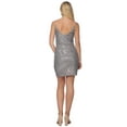 thumbnail image 3 of Womens Sequin Sleeveless Side Slit Bodycon Holiday Mini Party Dress, Silver, Medium, 3 of 6