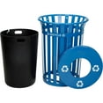 thumbnail image 4 of 36 Gallon Outdoor Steel Recycling Receptacle with Flat Lid, Blue, 4 of 7