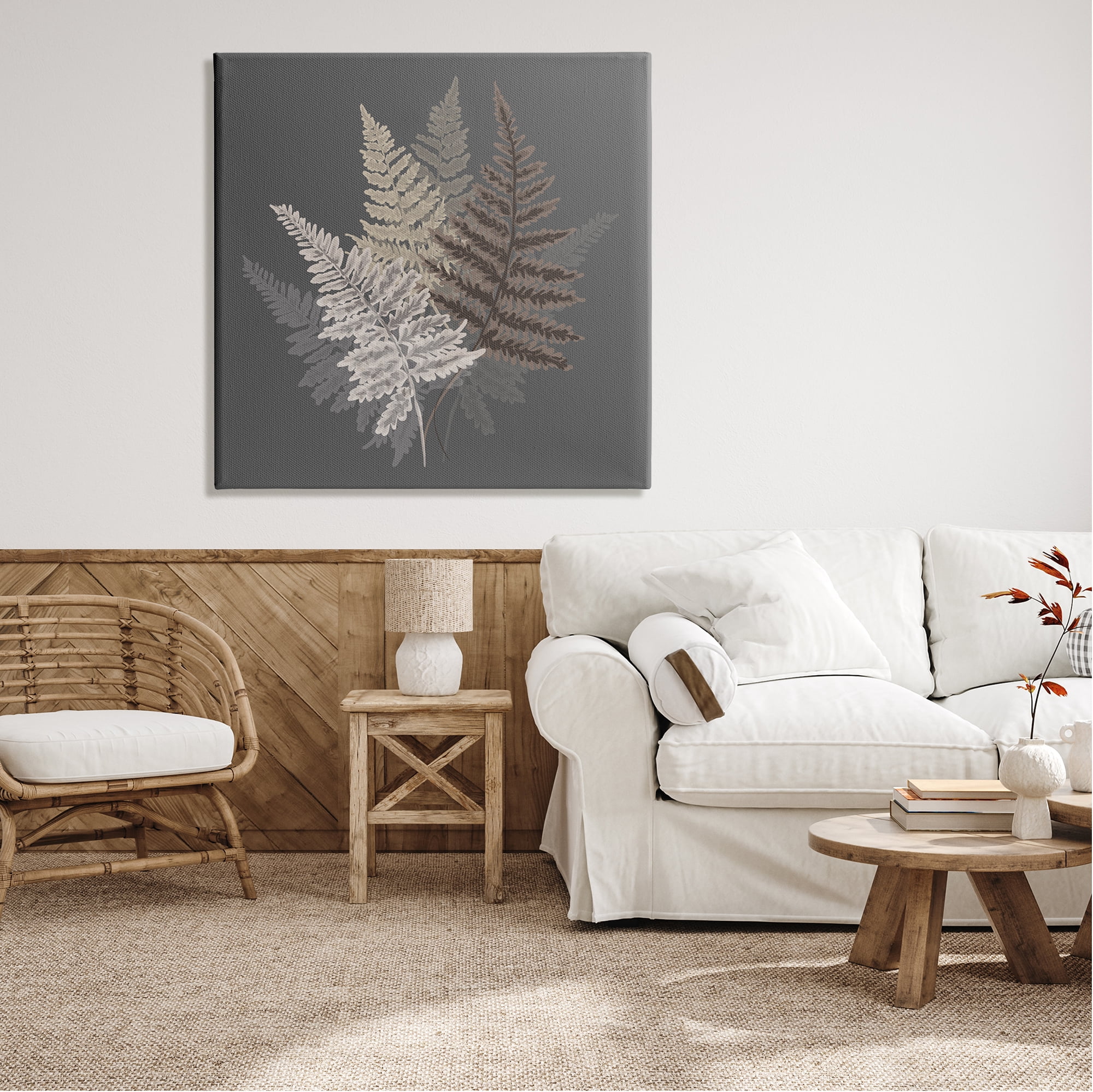 Stupell Industries Botanical Fern Leaves Modern Layered Nature Design Graphic Art Gallery Wrapped Canvas Print Wall Art, Design by House of Rose