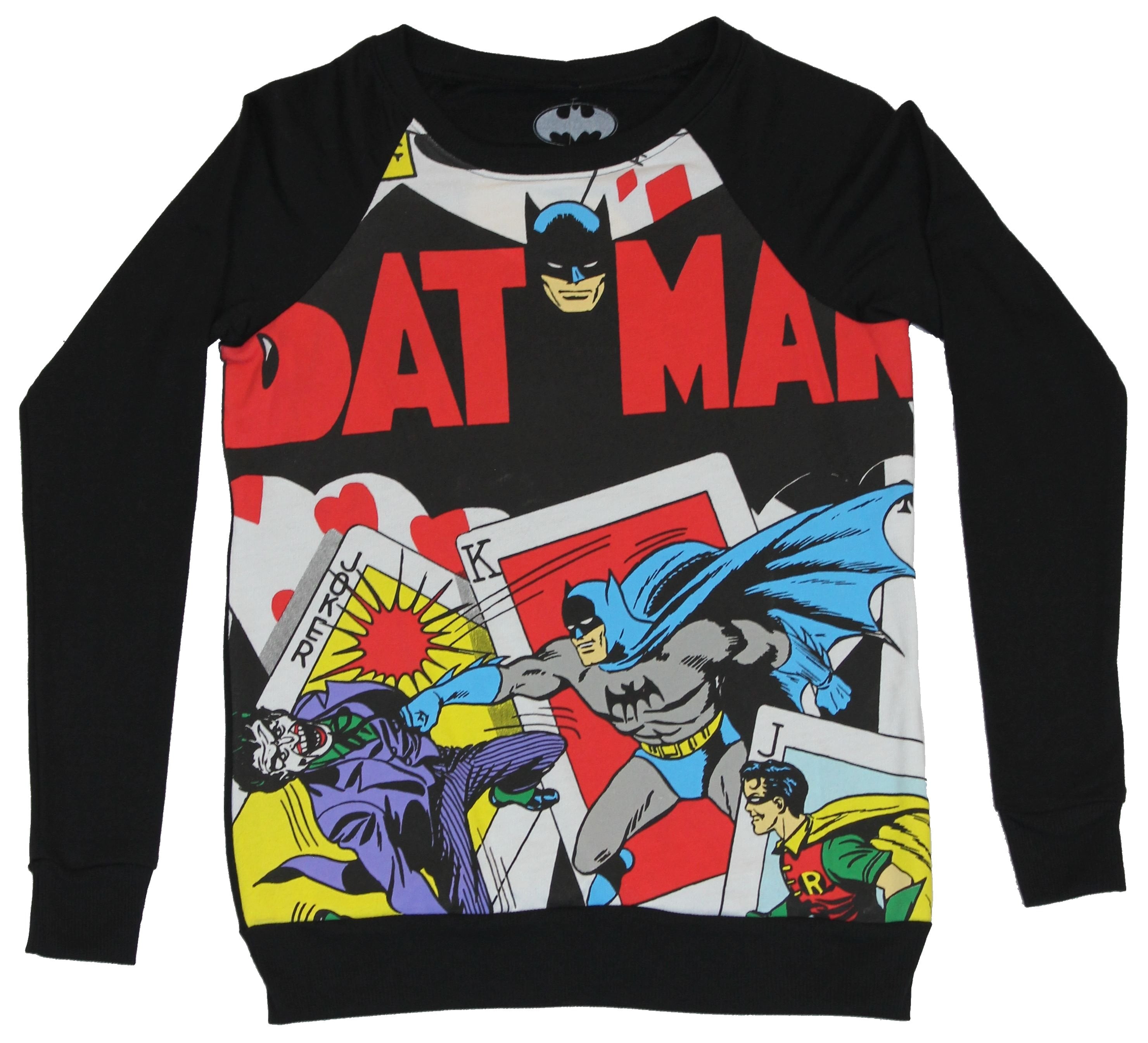Batman Dc Comics Girls Juniors Sweatshirt Batman Joker Playing Card Punch X Small Walmart Com