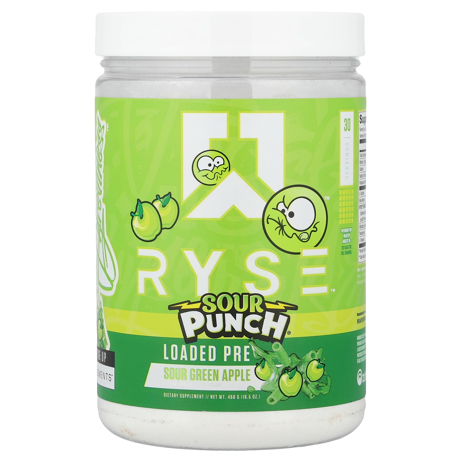 RYSE Loaded Daily Pre Workout Powder - Sour Punch Green Apple - 30 Servings