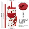 thumbnail image 6 of Farcauo 24 OZ Cherry Stainless Steel Water Bottle Insulated Vacuum Tumbler With Lid and Straw Leak Proof Travel Mug Spill Proof Cup for Hot and Cold Drink Christmas Gifts For Women Mother Girlfriend, 6 of 7