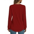 thumbnail image 3 of MOSHU V-neck T Shirts for Women Casual Long Sleeve Tunic Tops Curve Hem Fall Button Shirts, 3 of 8